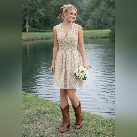 Max Studio Dresses & Skirts - Max Studio Yellow and White Floral Dress
